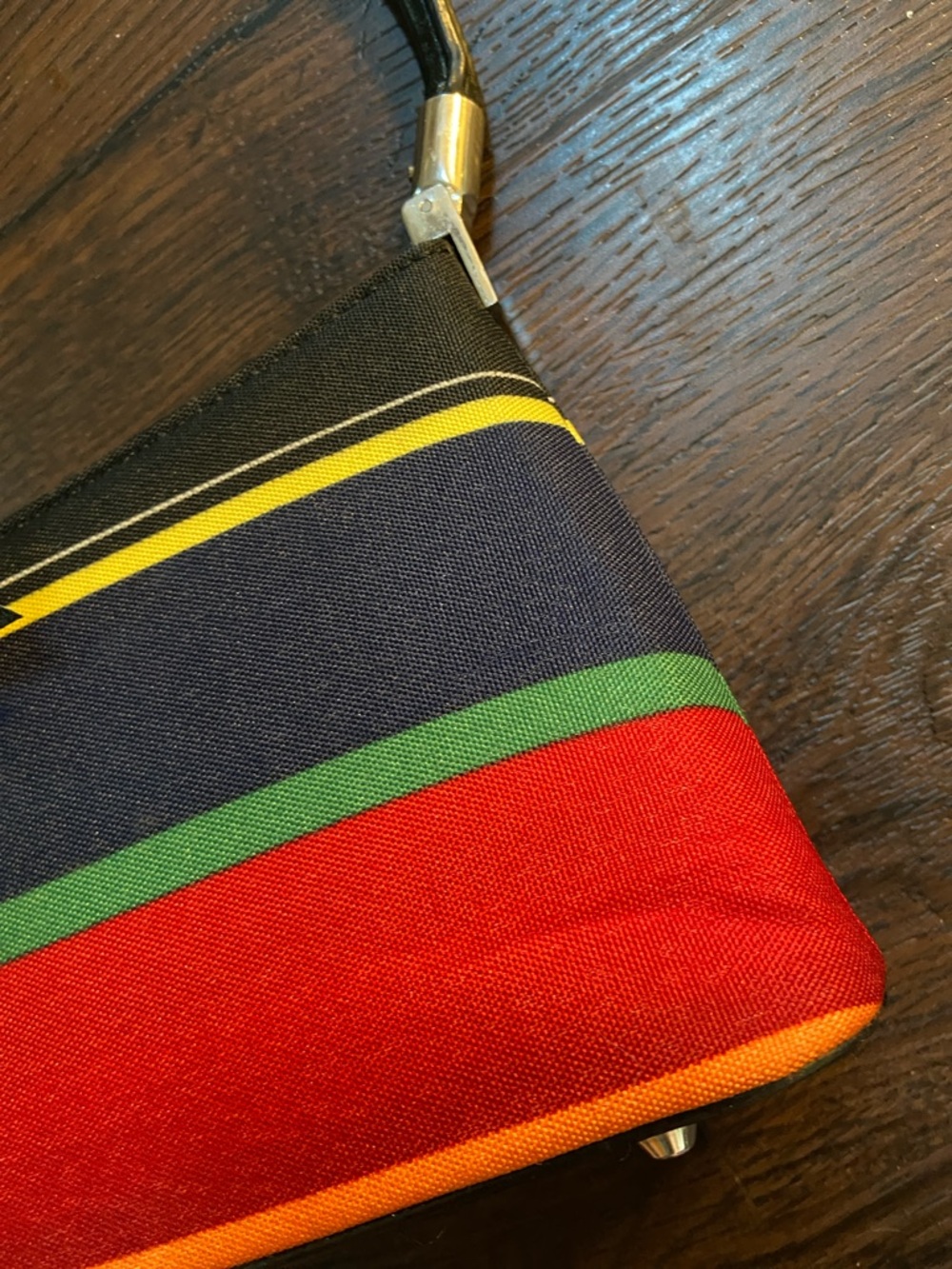 Vintage Y2K Striped Multicolor Heart-Accent Pouchette Bag - Picture 10 of 10
